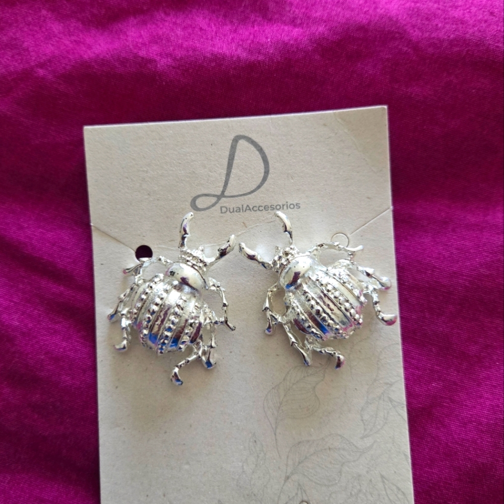 Silver Beetle Earrings